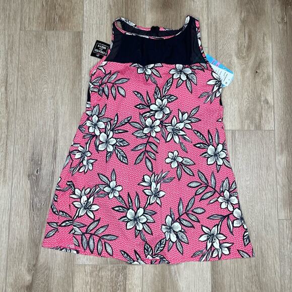 Swim Solutions Women's Red/Black/White Floral Catalina Mesh Swim Dress sz 8 - Picture 2 of 4